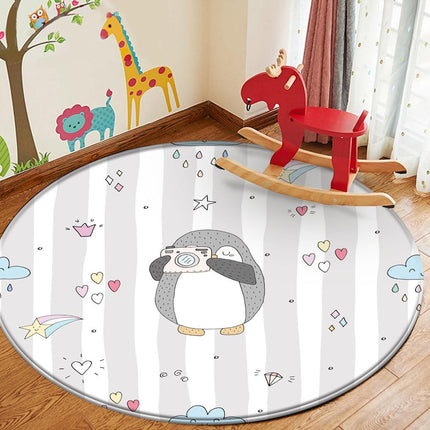 Pyöreä valokuvaaja pingviini lastenmatto