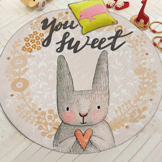 Pyöreä söpö sarjakuvapupu matto