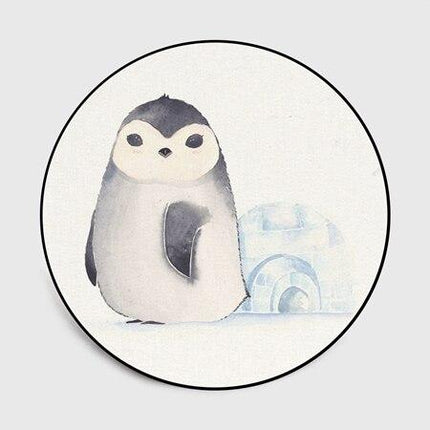 Valkoinen pyöreä pingviini matto iglulla