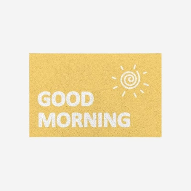 Hauska ovimatto tervehdys tekstillä