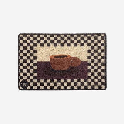 Tyylikäs ovimatto kahvikuppi-kuviolla