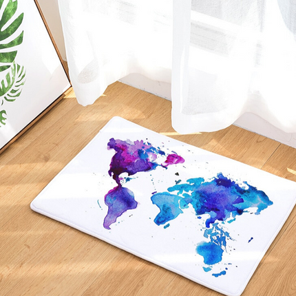 Vesivärityylinen maailmankartta-matto