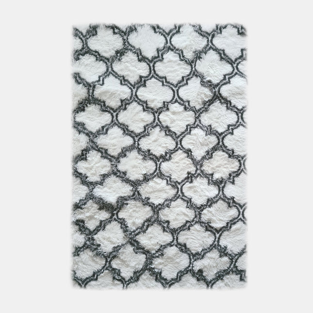 Mustavalkoinen pörrömatto berber-kuviolla