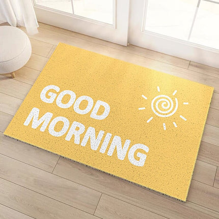 Hauska ovimatto tervehdys tekstillä