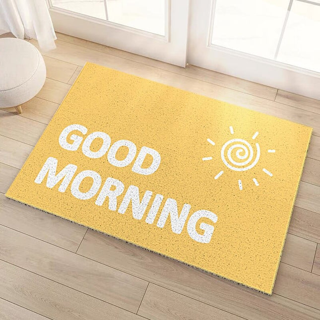 Hauska ovimatto tervehdys tekstillä