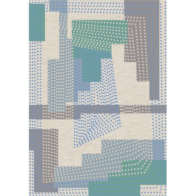 Moderni vihreä ja harmaa geometrinen matto