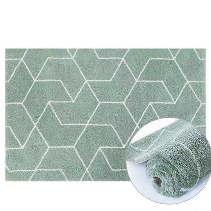 Vedenvihreä pörrömatto geometrisella kuviolla