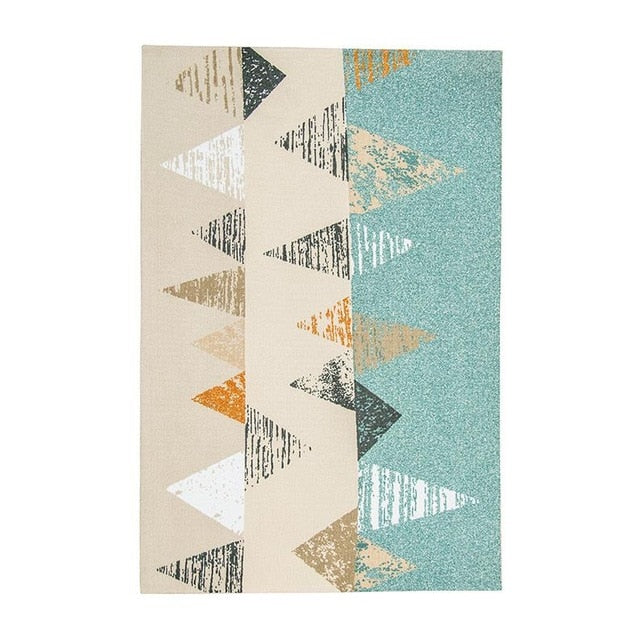 Monivärinen skandinaavinen geometrinen matto