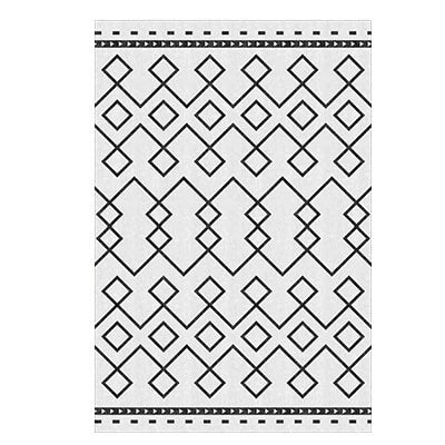 Mustavalkoinen skandinaavinen geometrinen matto