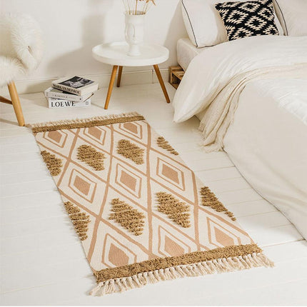 Beige berberi-matto kohokuvioinnilla