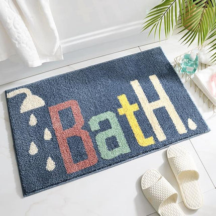 Kuninkaansininen kylpymatto 'Bath' tekstillä