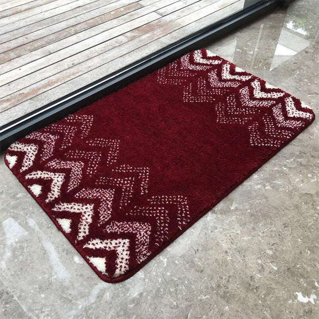 Viininpunainen kylpymatto geometrisellä kuviolla