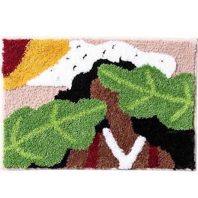 Uniikki design-kylpymatto lehtikuviolla