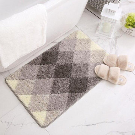 Harmaa ja hopea ruudullinen kylpymatto