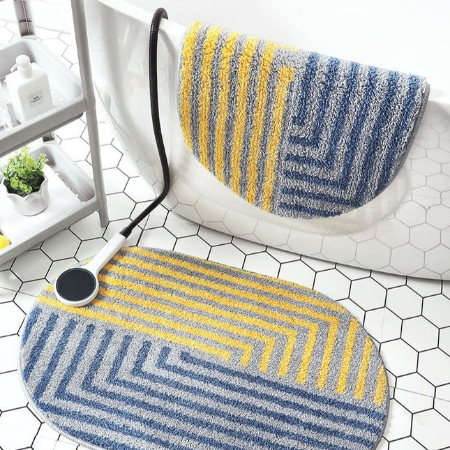 Moderni sinikeltainen liukumaton kylpymatto