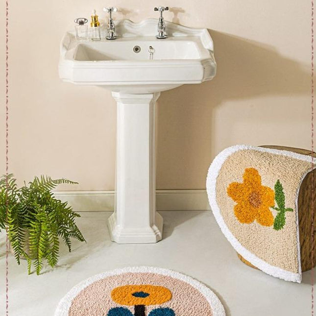 Keltainen boheemi puoliympyrä kukkamatto