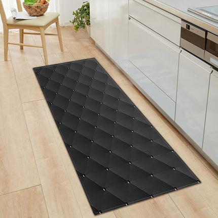 Musta keittiön matto 3D-kuvioinnilla