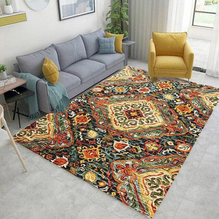 Värikäs itämainen matto olohuoneen sisustukseen