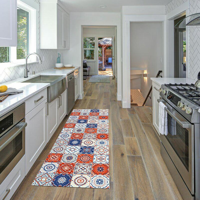 Marokkolainen laattakuvioinen keittiön matto