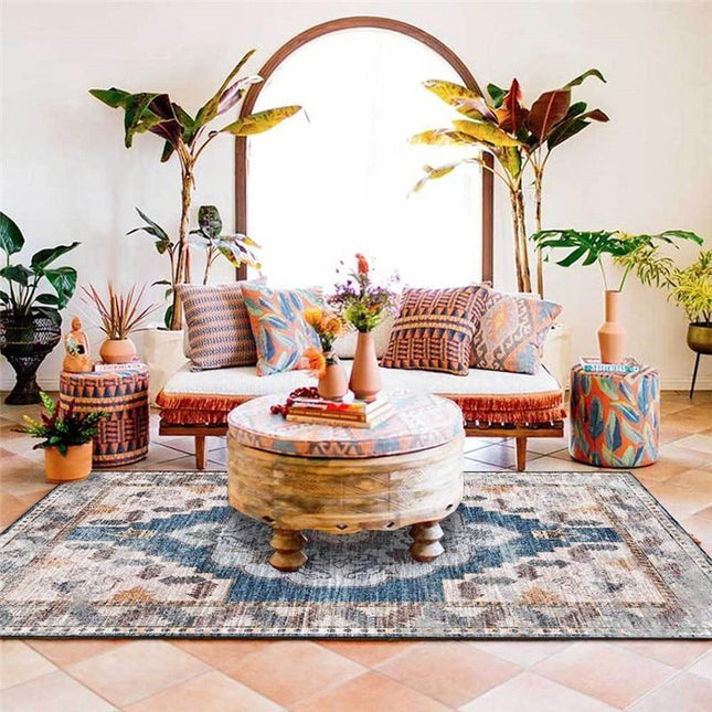 Beige vintage-tyylinen matto olohuoneeseen