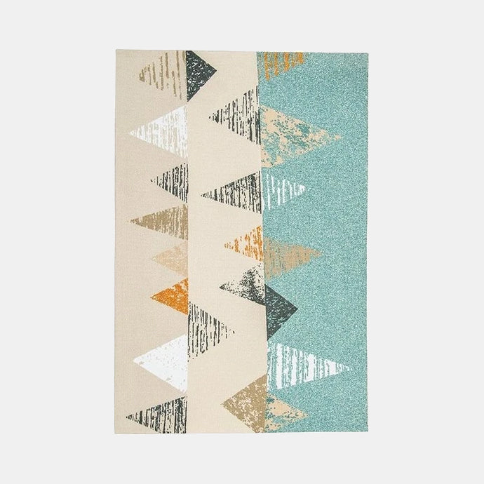 Monivärinen skandinaavinen geometrinen matto