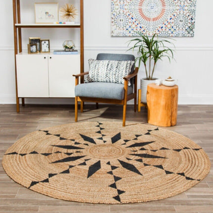 Pyöreä kuviollinen juuttimatto 90cm