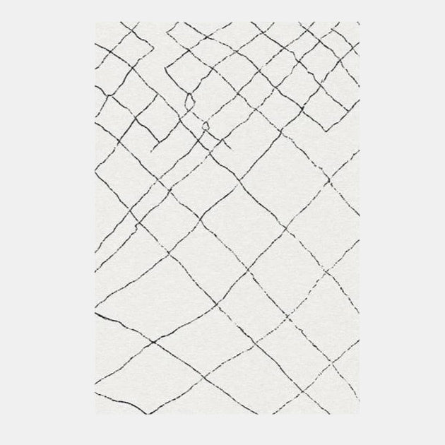 Valkoinen berber-matto mustilla raidoilla