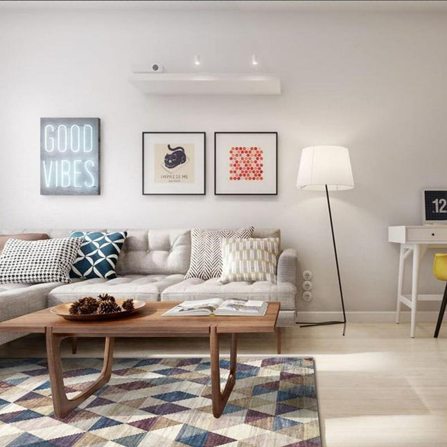 Moderni geometrinen matto olohuoneeseen