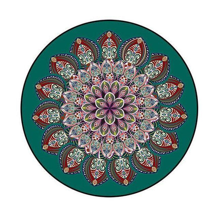 Pyöreä tummanvihreä mandala matto