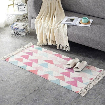 Boho-chic olohuoneen matto kolmiokuviolla