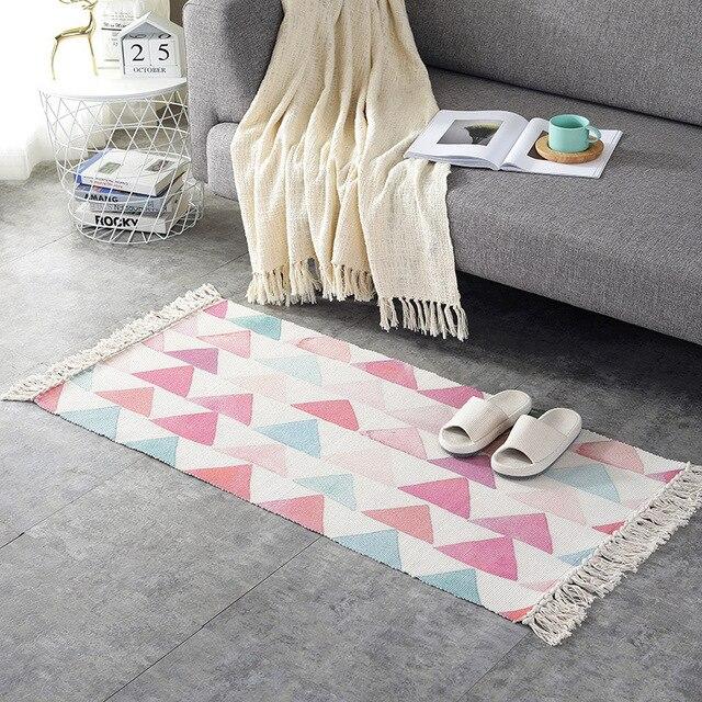 Boho-chic olohuoneen matto kolmiokuviolla