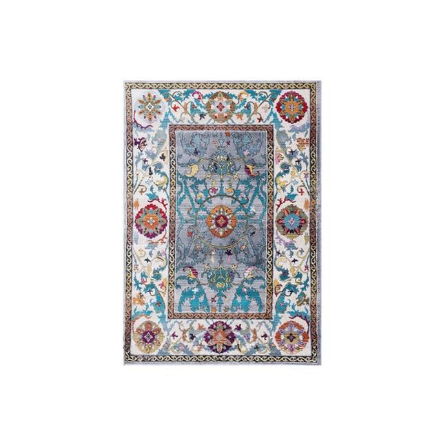 Boheemityylinen matto olohuoneen sisustukseen