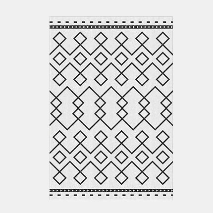 Mustavalkoinen skandinaavinen geometrinen matto