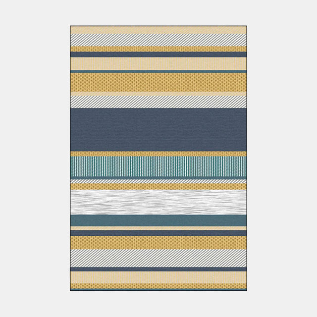 Skandinaavinen raidallinen matto sinappi ja sininen