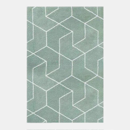 Vedenvihreä pörrömatto geometrisella kuviolla