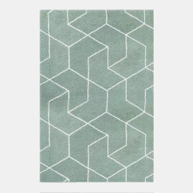 Vedenvihreä pörrömatto geometrisella kuviolla