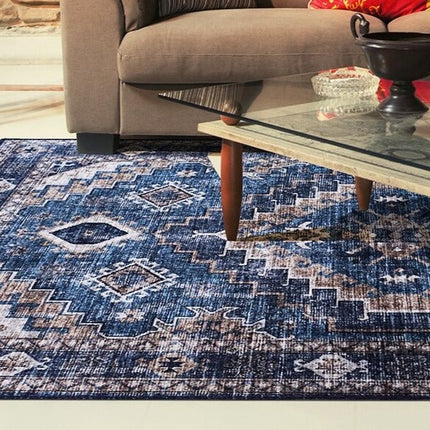 Sininen geometrinen vintage-matto