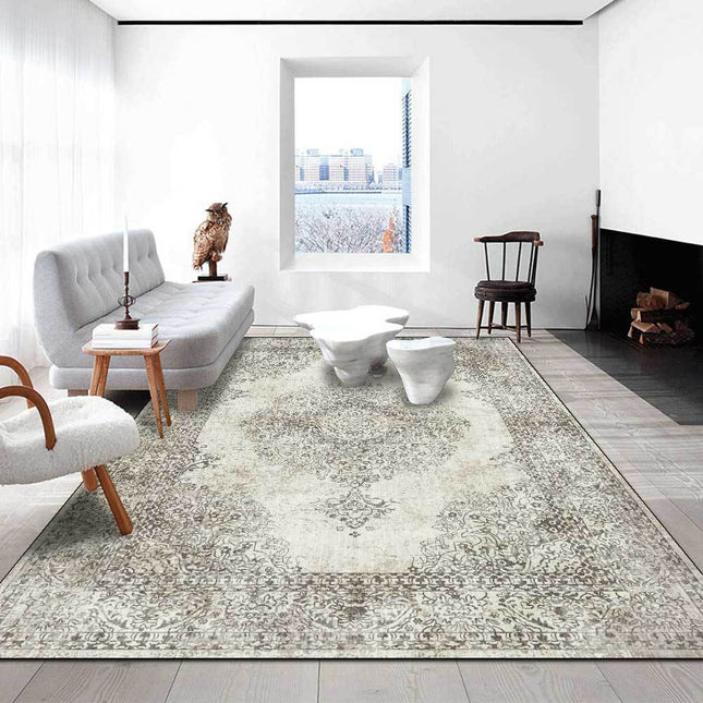 Luonnonvalkoinen elegantti vintage-matto