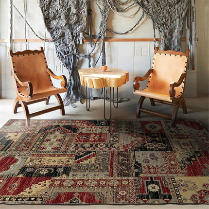 Punainen tilkkutyylinen vintage-matto