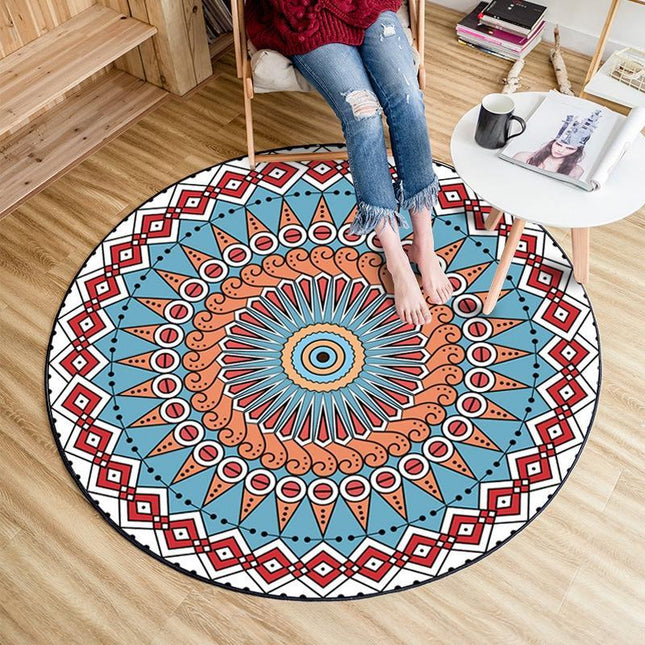 Pyöreä vinyylimatto 120 cm mandalakuviolla